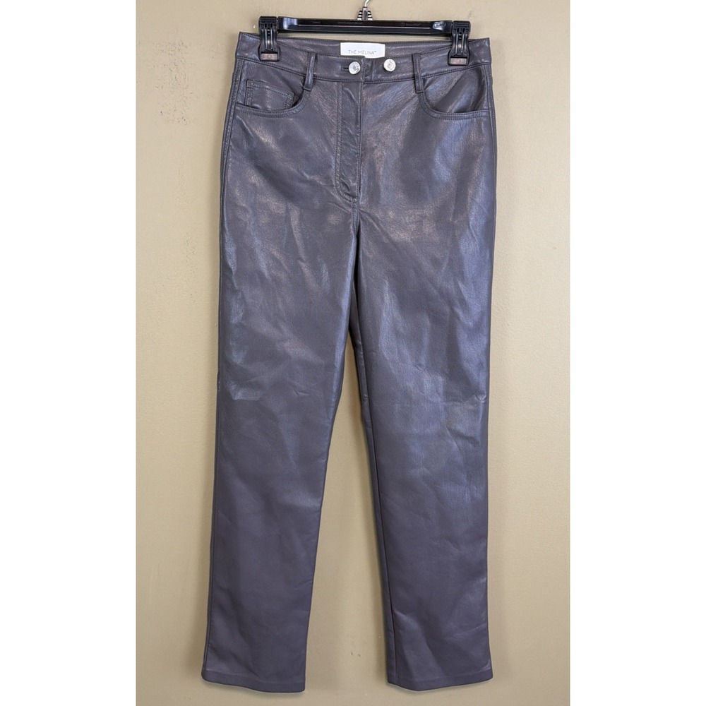 Wilfred Aritzia The Melina Vegan Leather Pant Shitake Brown High Rise Straight 4